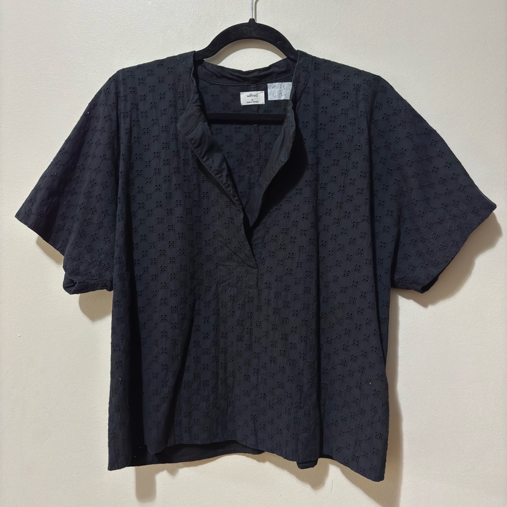Aritzia Wilfred Black Eyelet Blouse